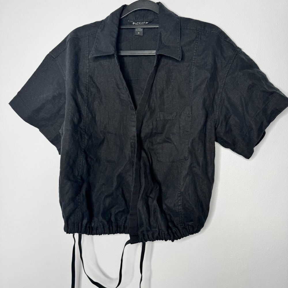 Athleta black linen top size medium